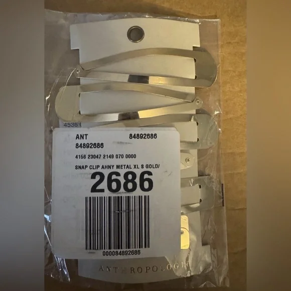 ▪️NWT Anthropologie Assorted Shapes Classic large Gold Barrette, Set of 6 - Picture 4 of 4